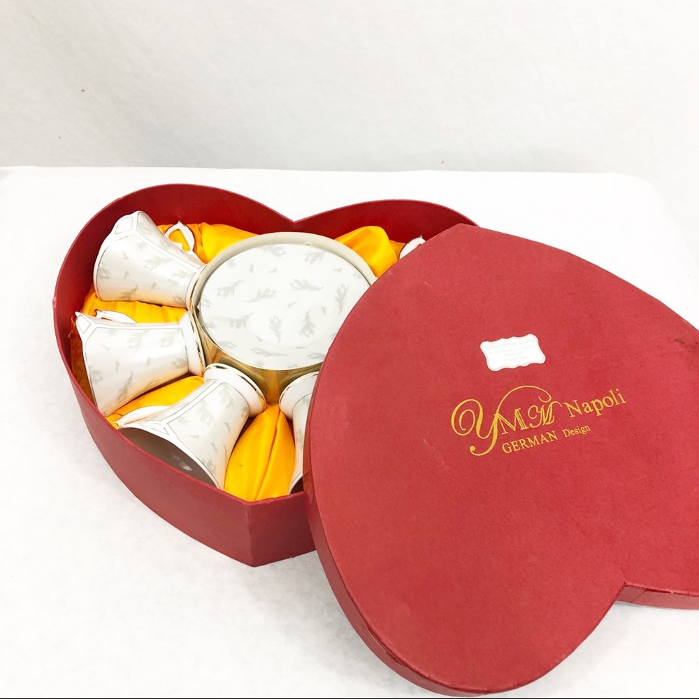 NEW YMM Napoli Vintage Porcelain German Design Set of 6 Tea Cups with Saucers